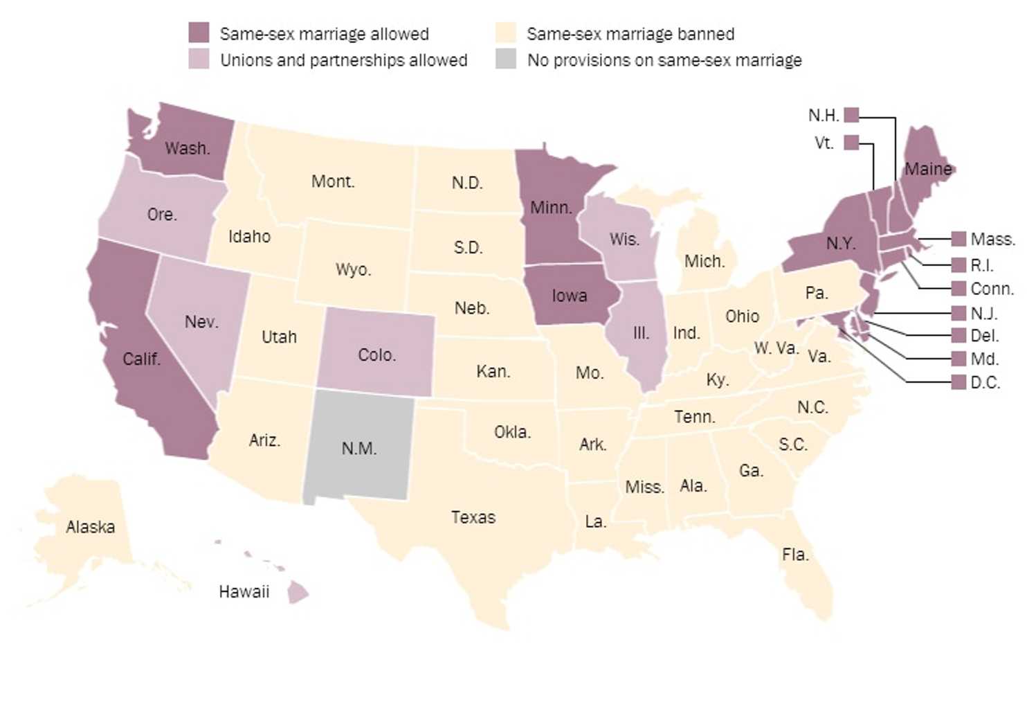The 14 States Where Gay Marriage Is Legal In One Map The Washington Post